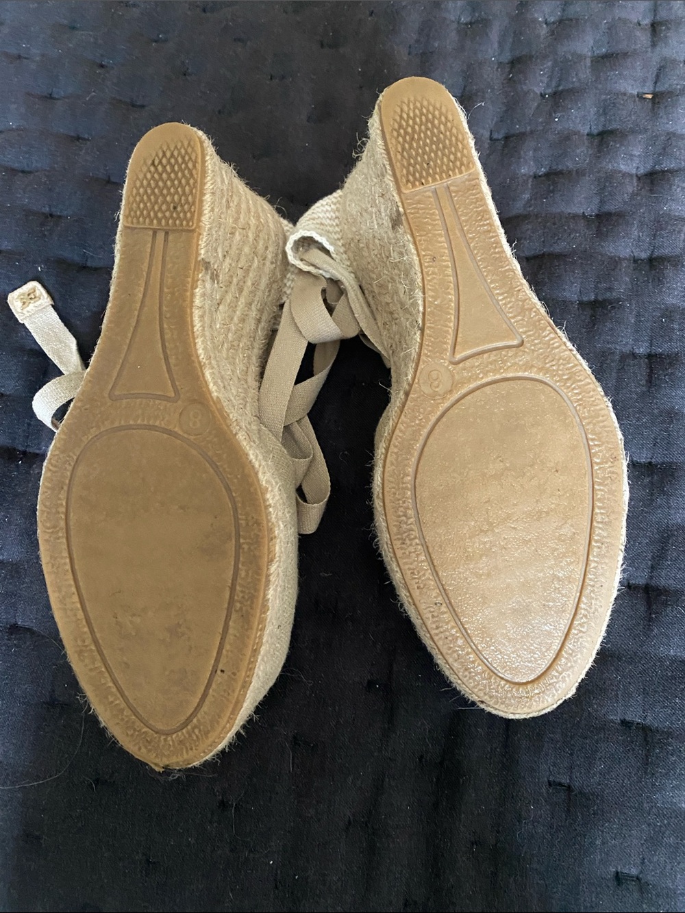 Sam Edelman Beige Espadrille Wedge Sandals with Ankle Wrap - Picture 3 of 4
